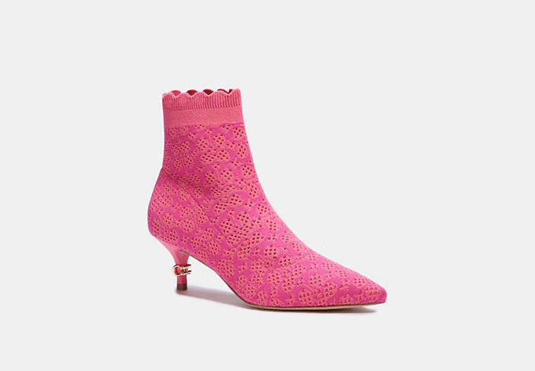COACH®,JEWEL BOOTIE,Fabric,Bright Watermelon,Front View