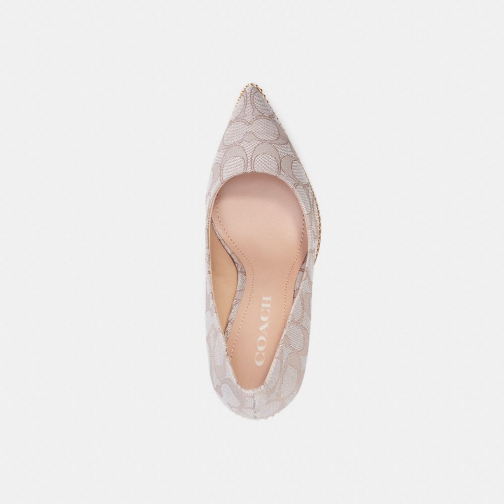 COACH®,Waverly Pump,Cotton,Rubber,Pumps,Foam,Bead Embellishment,Sustainable,Breathable,Day Party,Silver,Inside View,Top View