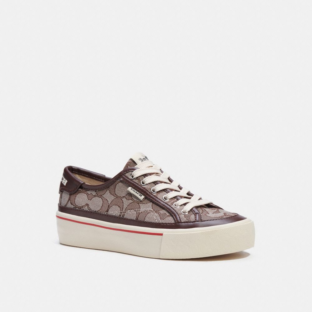 COACH®,SNEAKER PLATEFORME CITYSOLE,Jacquard exclusif,Chêne/Selle,Front View