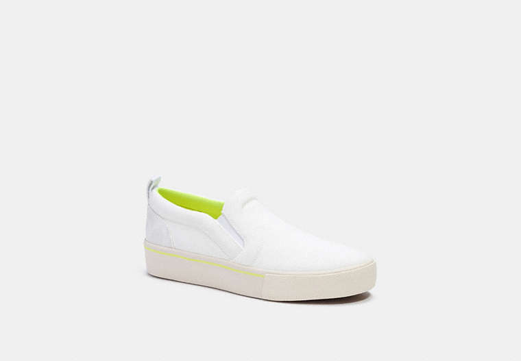 COACH®,CITYSOLE SLIP ON SNEAKER,canvas,Optic White,Front View