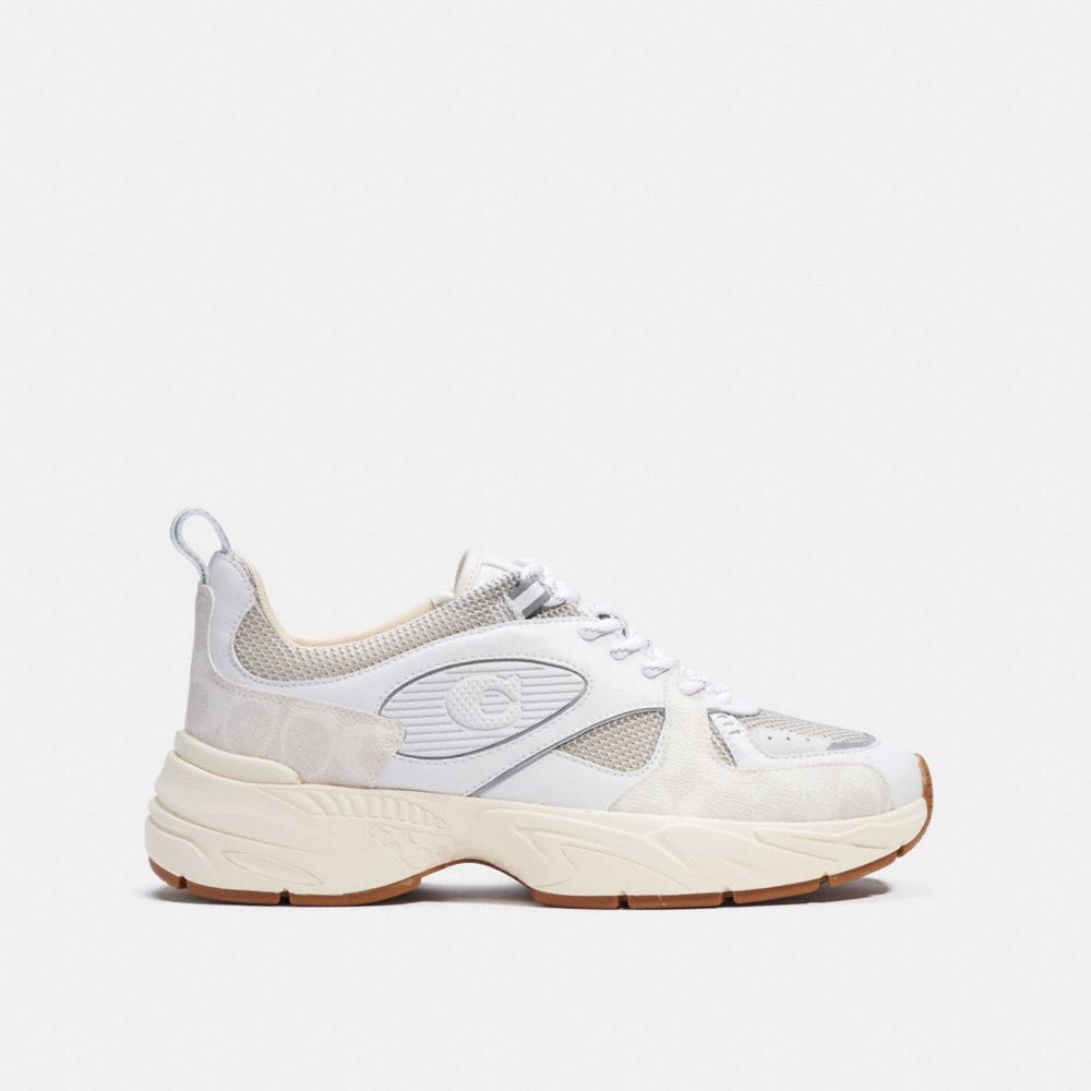 COACH®,COUREUR TECHNO,Daim/caoutchouc,Blanc optique,Angle View
