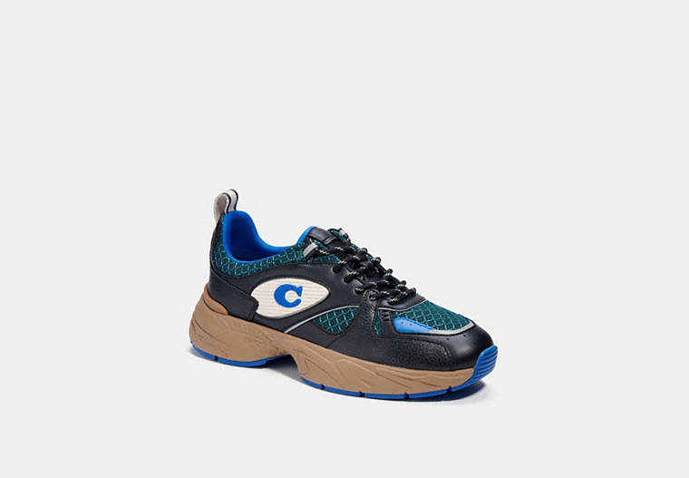 COACH®,TECH RUNNER,Suede/Rubber,Shadow Blue,Front View