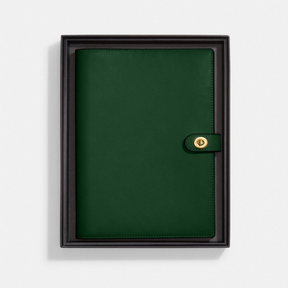 COACH®,Notebook,Leather,Notebook,Gold Embellishment,,Front View
