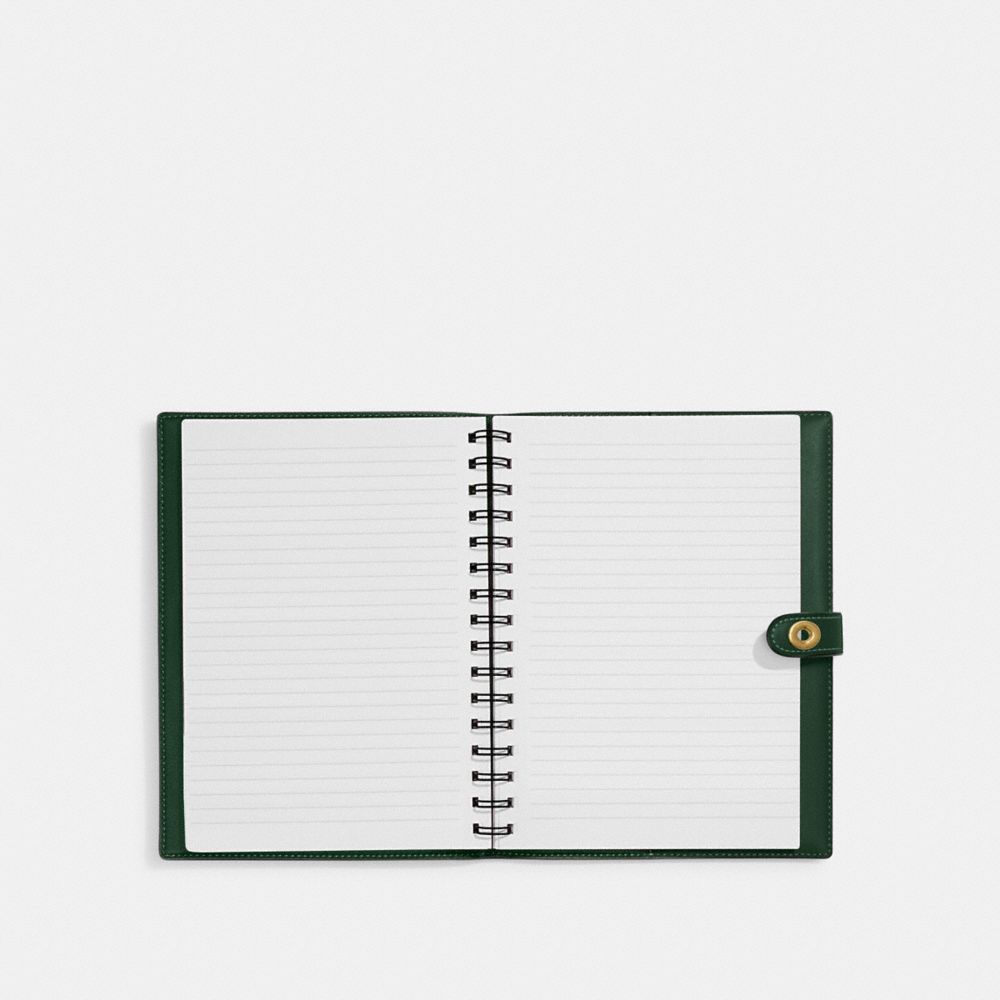 COACH®,Notebook,Leather,Notebook,Gold Embellishment,,Inside View,Top View