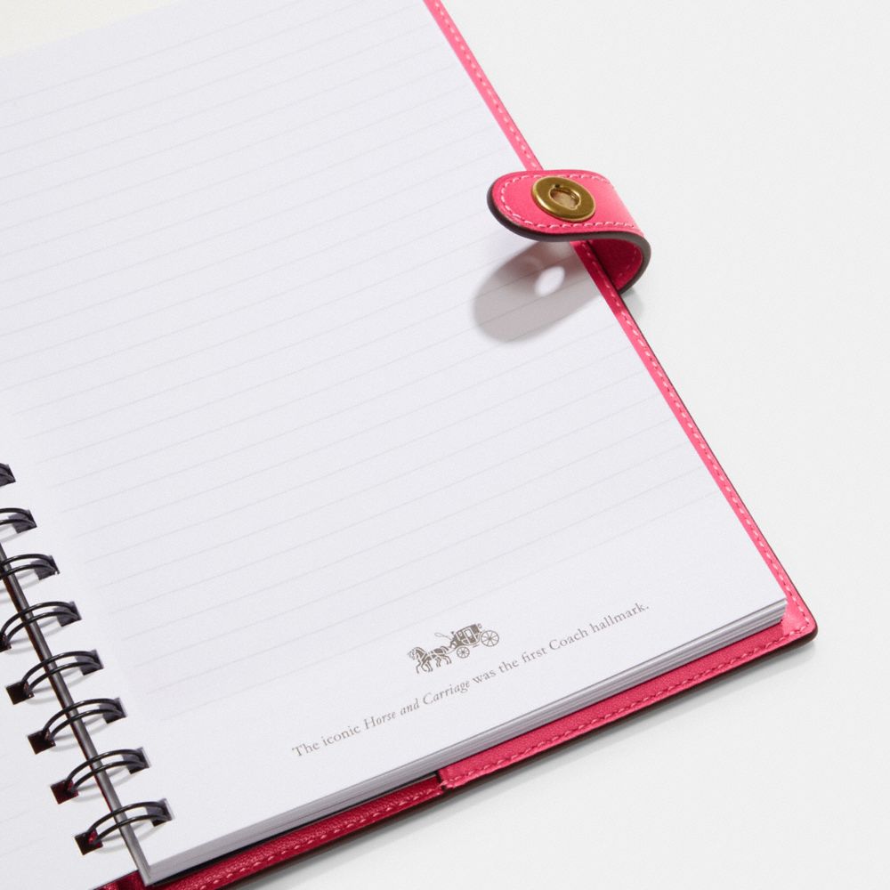 COACH®,Notebook,Leather,Notebook,Gold Embellishment,Pink,Interior View
