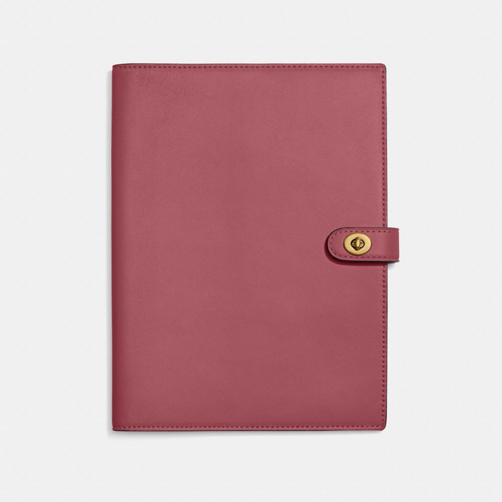 COACH®,CARNET,Cuir lisse,Laiton/Rouge,Front View