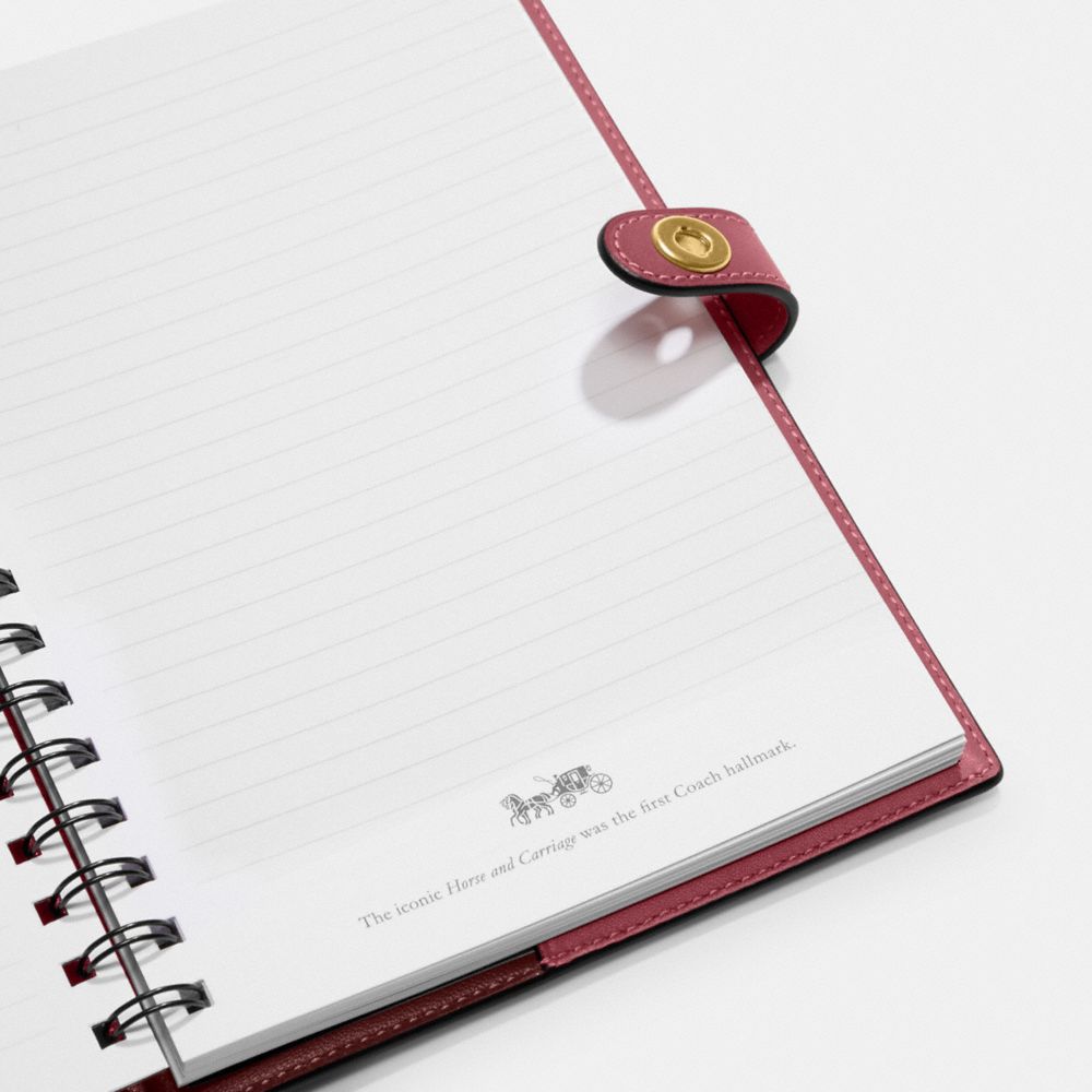 COACH®,Notebook,Leather,Notebook,Gold Embellishment,Maroon,Interior View