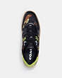 COACH®,CITYSOLE COURT SNEAKER WITH CAMO PRINT,Fabric/Leather,Black Neon Yellow,Inside View,Top View