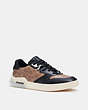 COACH®,CITYSOLE COURT SNEAKER,Signature Coated Canvas/Leather,Tan & Black,Front View