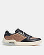 COACH®,CITYSOLE COURT SNEAKER,Signature Coated Canvas/Leather,Tan & Black,Angle View