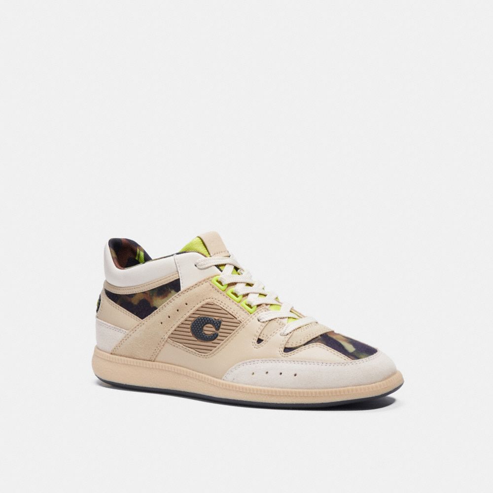 COACH®,CITYSOLE MID TOP SNEAKER WITH CAMO PRINT,Oyster Chalk,Front View