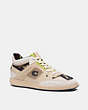 COACH®,CITYSOLE MID TOP SNEAKER WITH CAMO PRINT,Suede/Rubber,Oyster Chalk,Front View