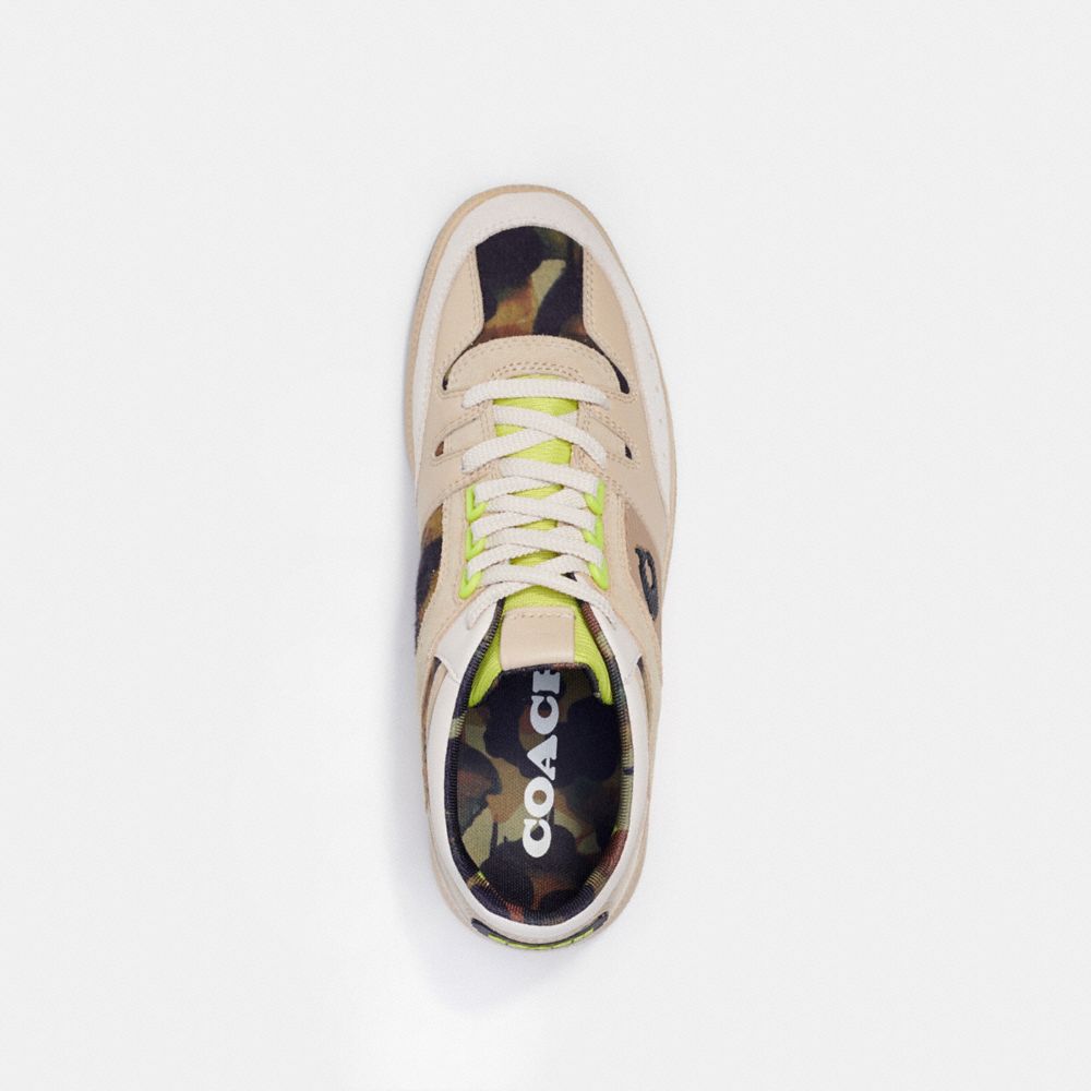 COACH®,CITYSOLE MID TOP SNEAKER WITH CAMO PRINT,Oyster Chalk,Inside View,Top View