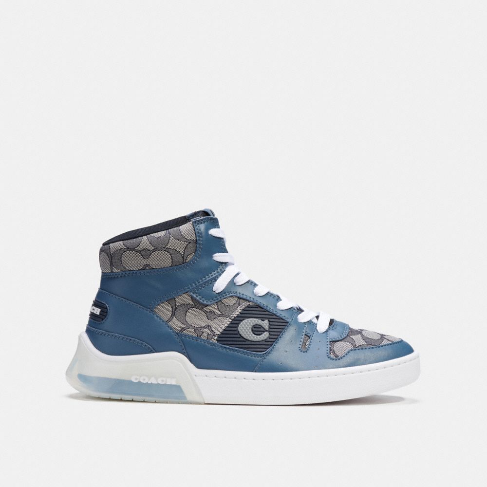 COACH Men's Skate Leather Signature Jacquard Retro Hi-Top Sneakers