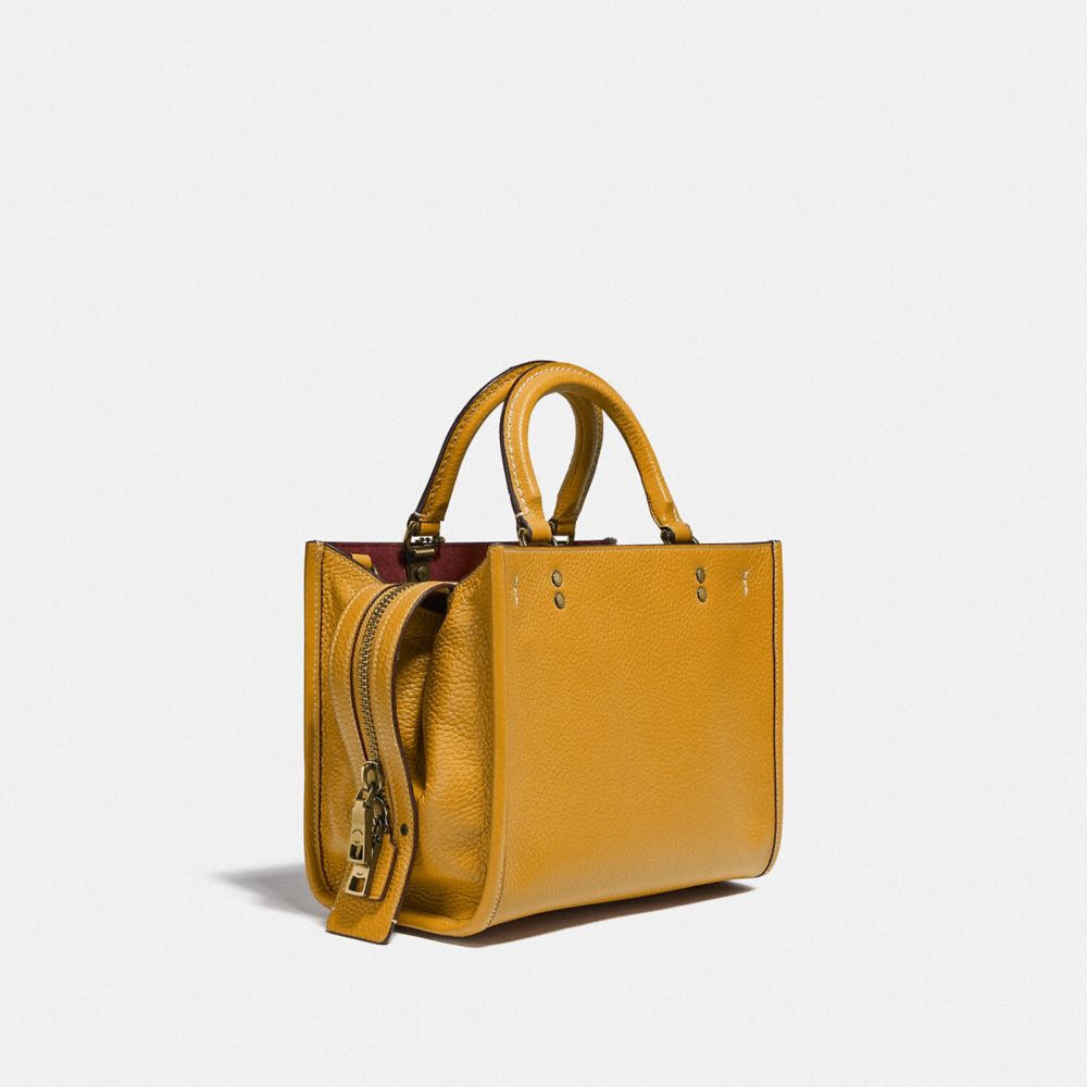 COACH®,ROGUE BAG 25 IN ORIGINAL RESPONSIBLE LEATHER,Original Responsible Leather,Medium,Pewter/Buttercup,Angle View
