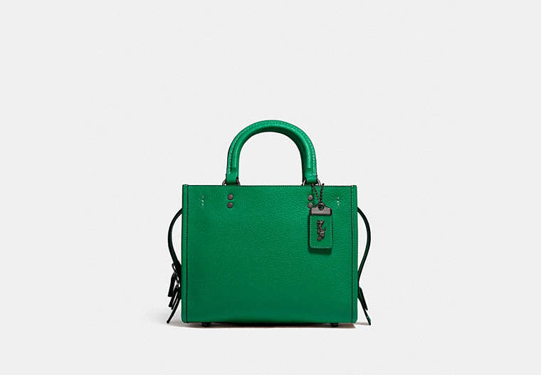 COACH®,ROGUE BAG 25 IN ORIGINAL RESPONSIBLE LEATHER,Original Responsible Leather,Medium,Pewter/Green,Front View