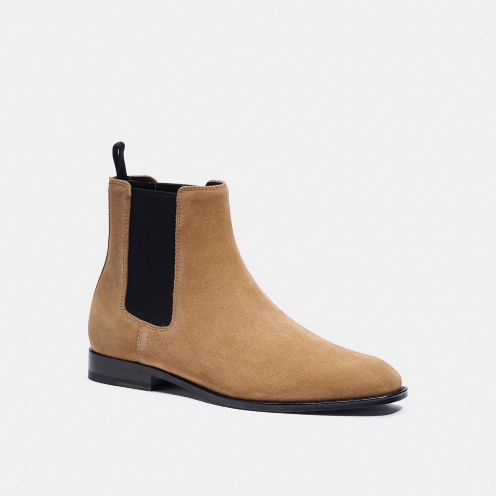 COACH®,METROPOLITAN CHELSEA BOOT,Suede,Peanut,Front View