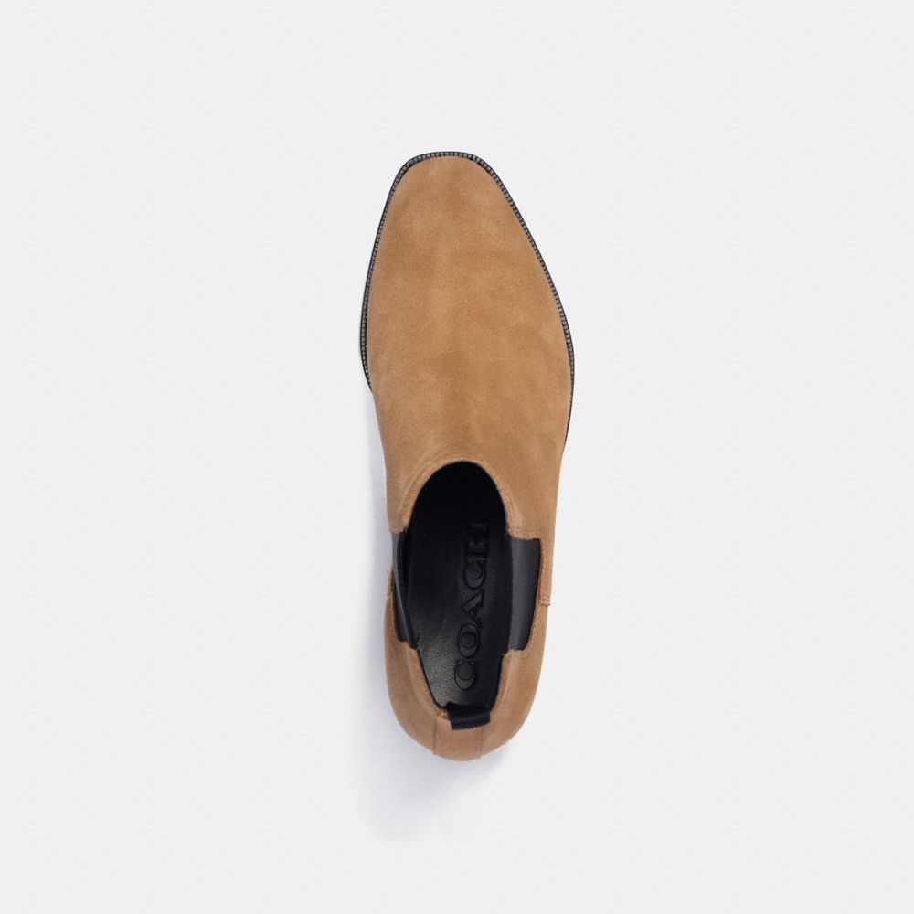 COACH®,METROPOLITAN CHELSEA BOOT,Suede,Peanut,Inside View,Top View