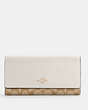 COACH®,SLIM TRIFOLD WALLET IN SIGNATURE CANVAS,pvc,Mini,Gold/Light Khaki Chalk,Front View