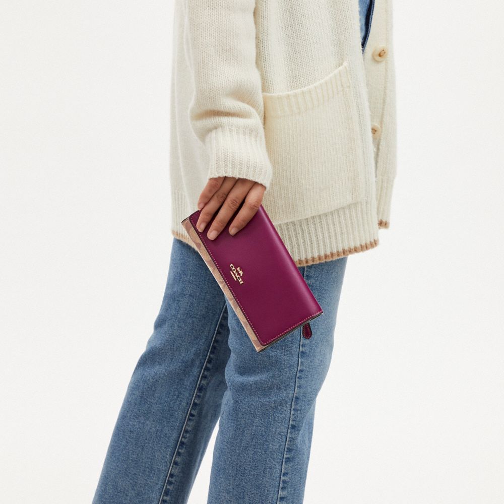 Products :: Coach Outlet Small Trifold Wallet In Blocked Signature Canvas