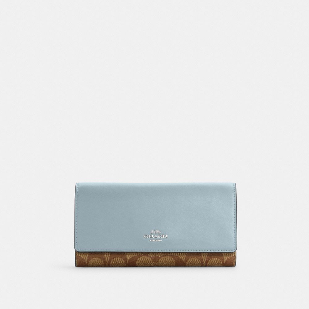 COACH® Outlet | Slim Trifold Wallet In Signature Canvas