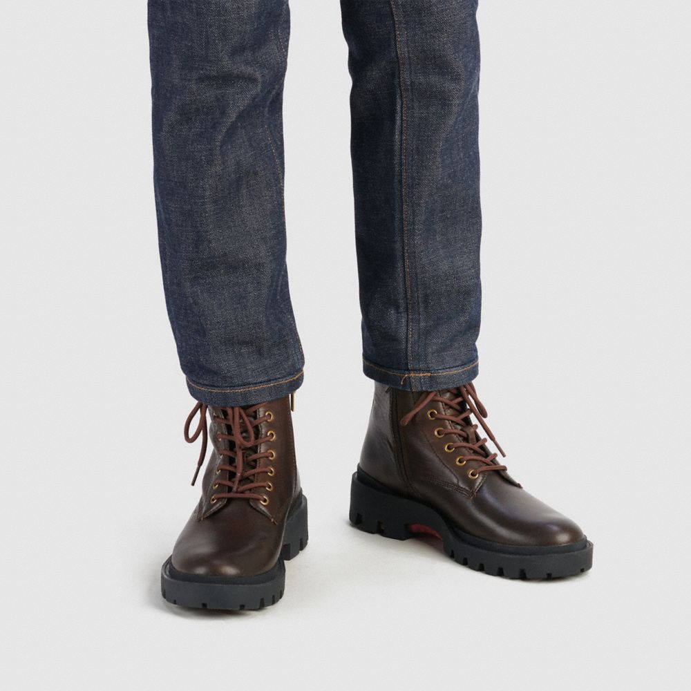 COACH®,CITYSOLE BOOT,Leather,Walnut Brown,Detail View