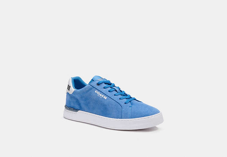 COACH®,CLIP LOW TOP SNEAKER WITH EMBROIDERY,sueembro,Racer Blue,Front View