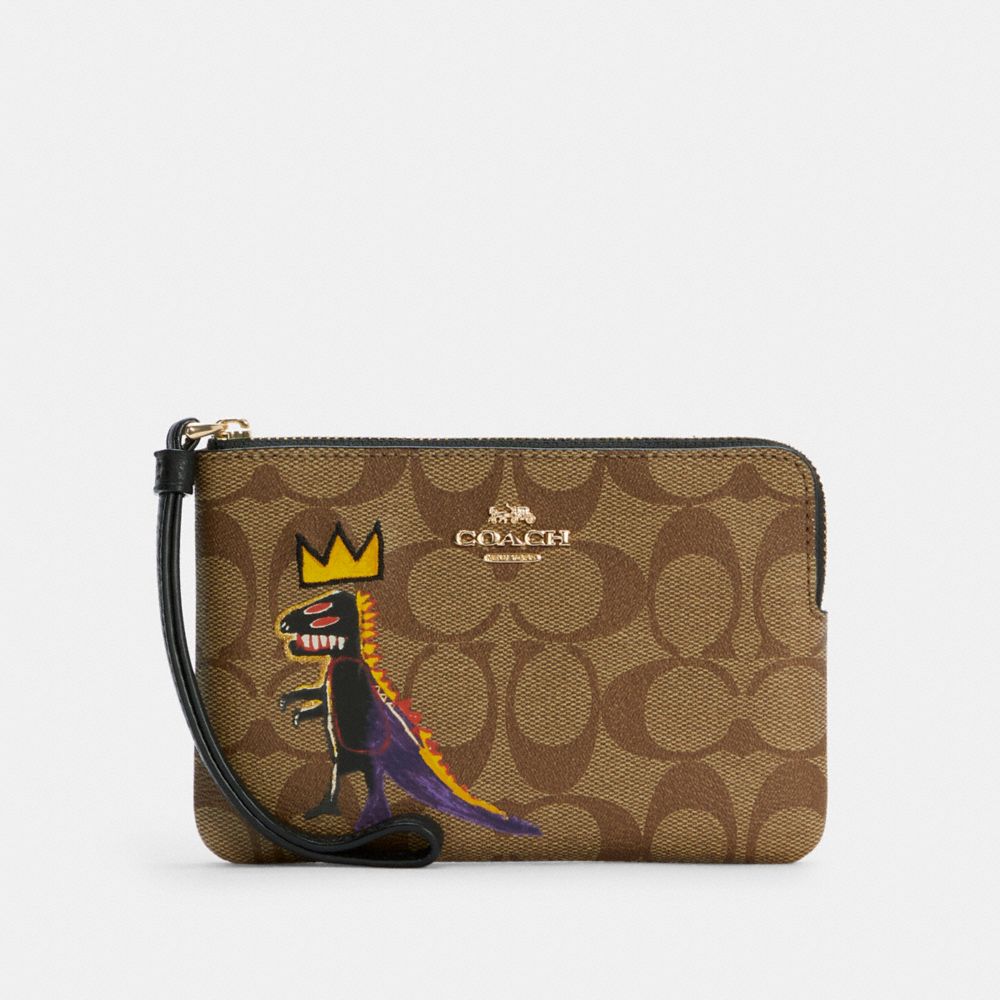 COACH® Outlet | Coach X Jean Michel Basquiat Corner Zip Wristlet 