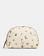COACH®,JULIENNE COSMETIC CASE 17 WITH PAINT DAB FLORAL PRINT,Pebble Leather,Small,Brass/Chalk Multi,Front View