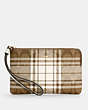 Corner Zip Wristlet In Signature Canvas With Hunting Fishing Plaid Print