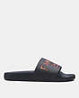 COACH®,COACH X JEAN-MICHEL BASQUIAT SLIDE,smoothleather,Black,Angle View