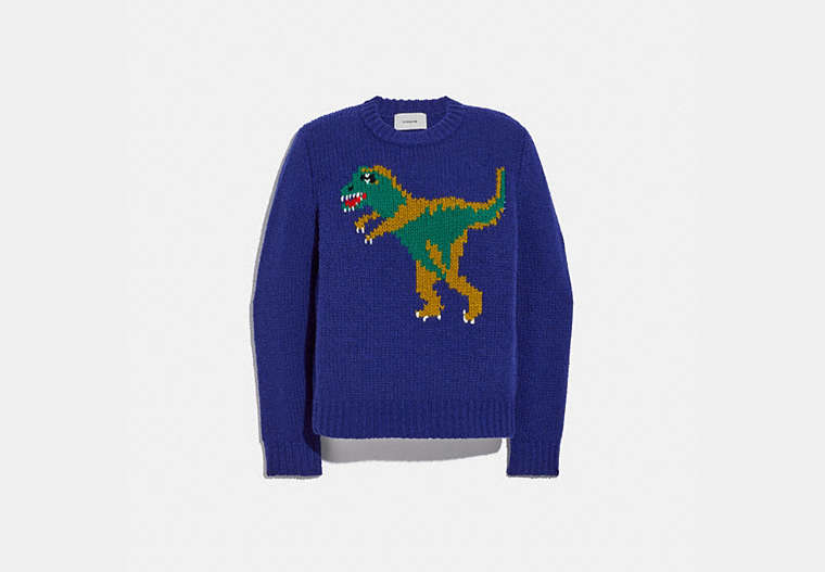COACH®,REXY INTARSIA SWEATER,cotton,NAVY,Front View