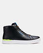 COACH®,CLIP HIGH TOP SNEAKER,smoothleather,Black / Charcoal,Front View
