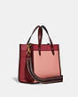 COACH®,FIELD TOTE 22 IN COLORBLOCK WITH COACH BADGE,Pebble Leather/Suede,Medium,Brass/Candy Pink Multi,Angle View