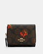 COACH®,SMALL TRIFOLD WALLET IN SIGNATURE CANVAS WITH POP FLORAL PRINT,Gold/Brown Black Multi,Front View