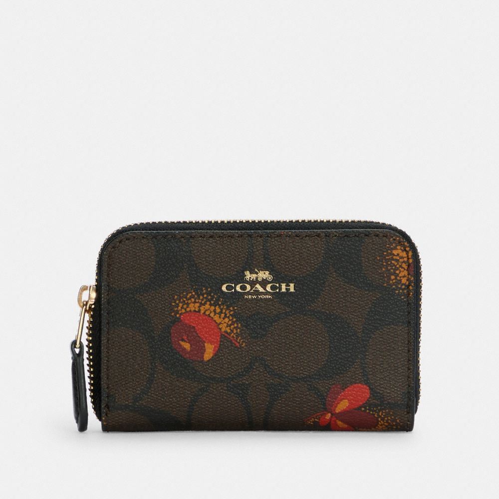 COACH Outlet Zip Around Coin Case In Signature Canvas With Pop Floral Print