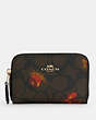 COACH®,ZIP AROUND COIN CASE IN SIGNATURE CANVAS WITH POP FLORAL PRINT,Gold/Brown Black Multi,Front View