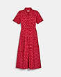 COACH®,1930'S DRESS,Silk,Red/Beige,Front View