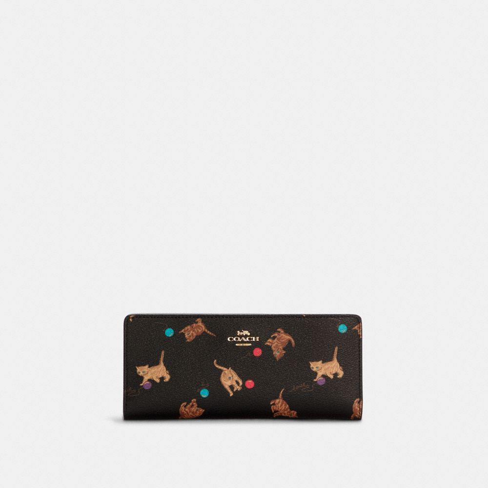Slim Wallet With Cat Print
