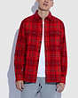 COACH®,FLANNEL PAJAMA SHIRT,cotton,Red Plaid,Scale View