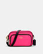 COACH®,COURT CROSSBODY IN COLORBLOCK,Leather,Gold/Fluorescent Pink,Front View