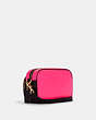 COACH®,COURT CROSSBODY IN COLORBLOCK,Leather,Gold/Fluorescent Pink,Angle View