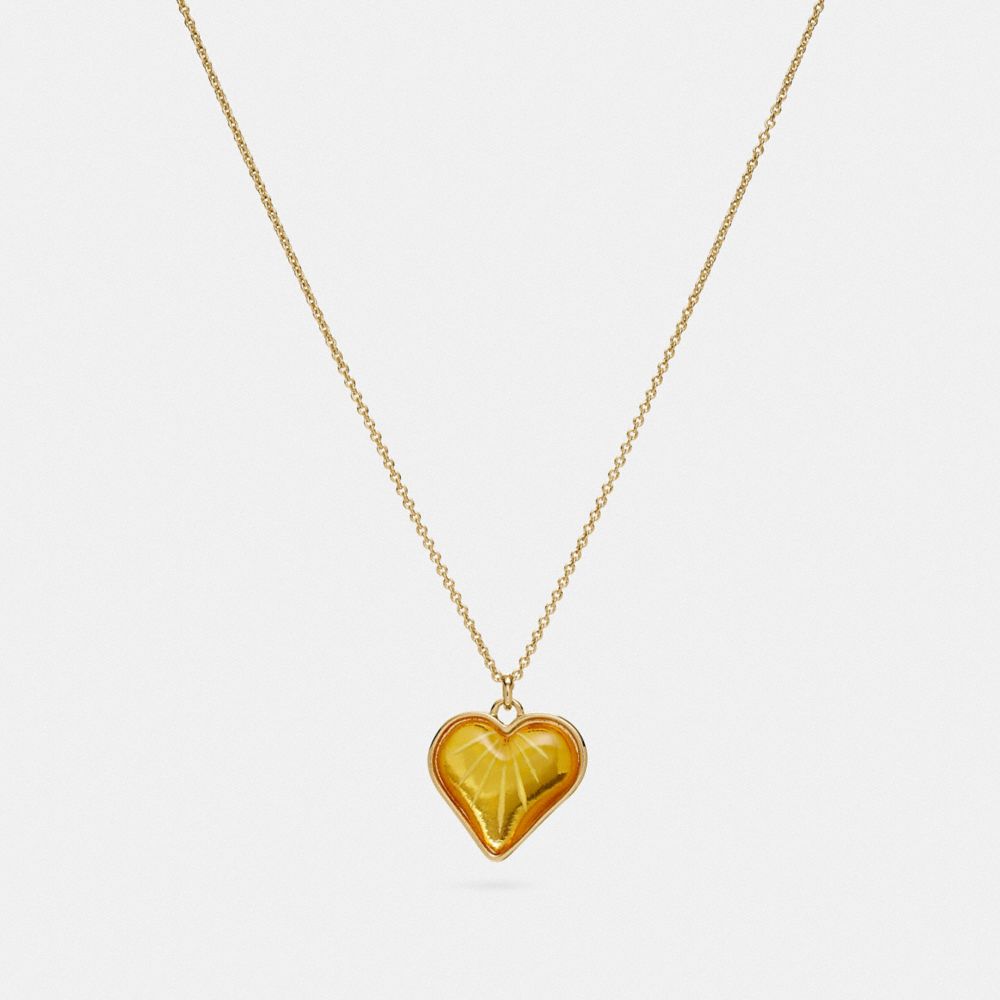 COACH®,HEART CHAIN NECKLACE,Gold,Front View