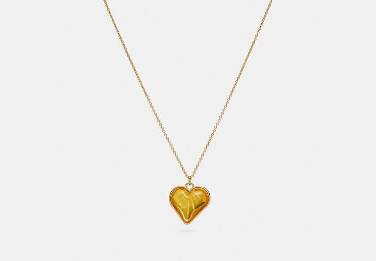 COACH®,HEART CHAIN NECKLACE,Plated Brass/Resin,Gold,Front View