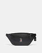 COACH®,DISNEY X COACH LEAGUE BELT BAG WITH MICKEY MOUSE,Refined Pebble Leather,Medium,Black Copper/Black,Front View
