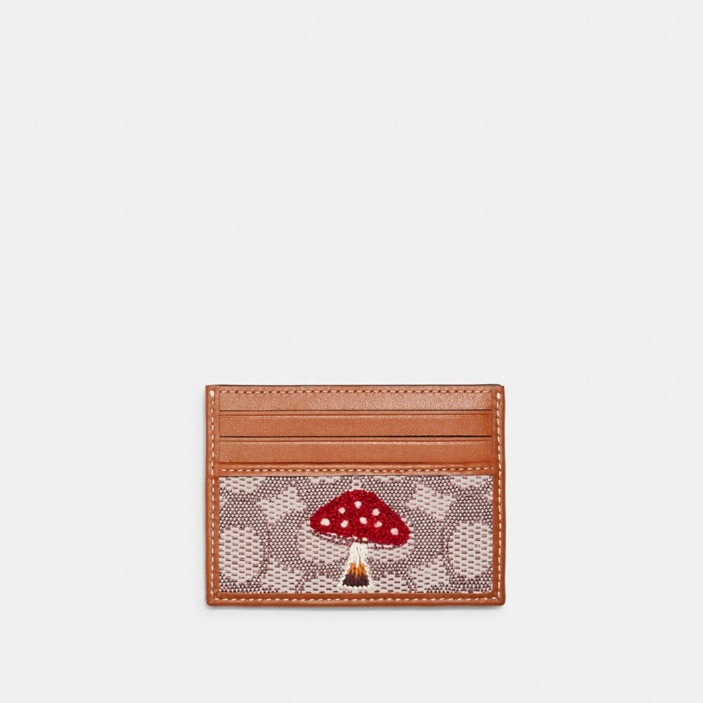 Card Case In Signature Textile Jacquard With Mushroom Motif Embroidery