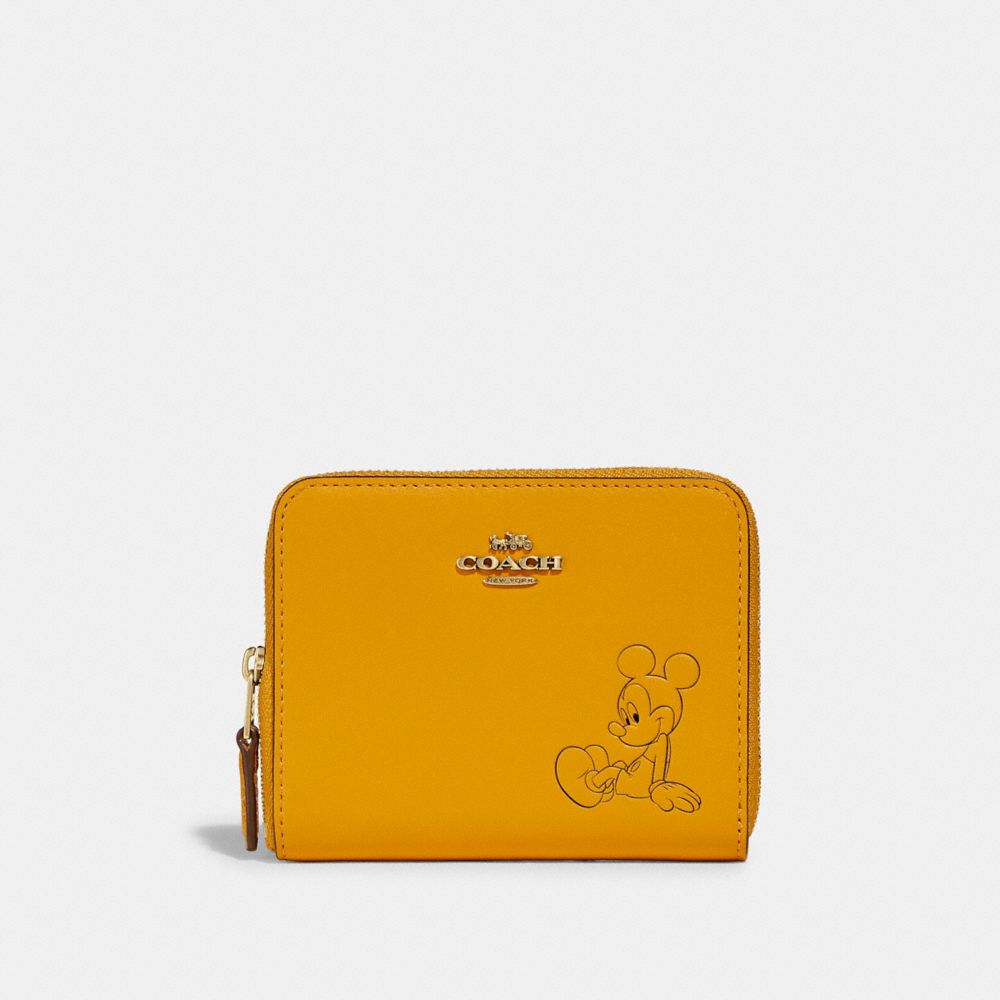 Disney X Coach Small Zip Around Wallet With Mickey Mouse