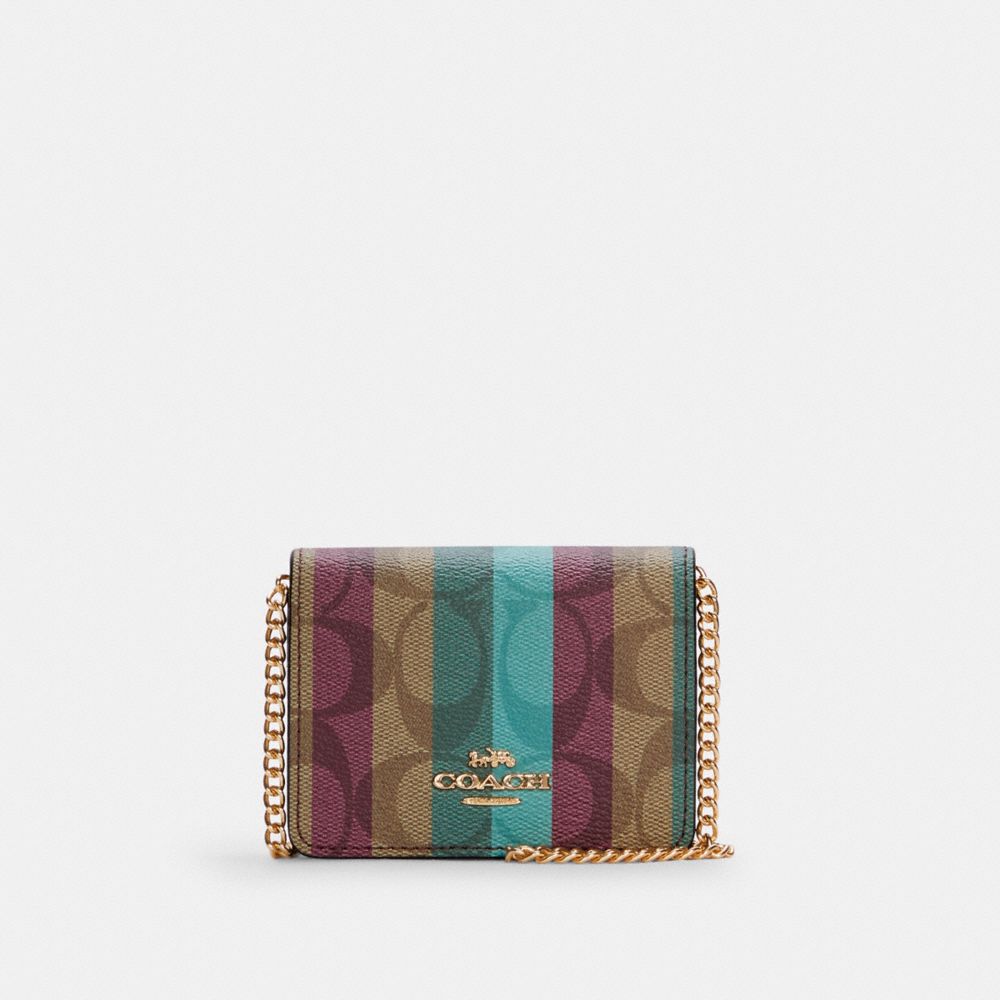 Coach Mini Wallet On A Chain In Signature Canvas