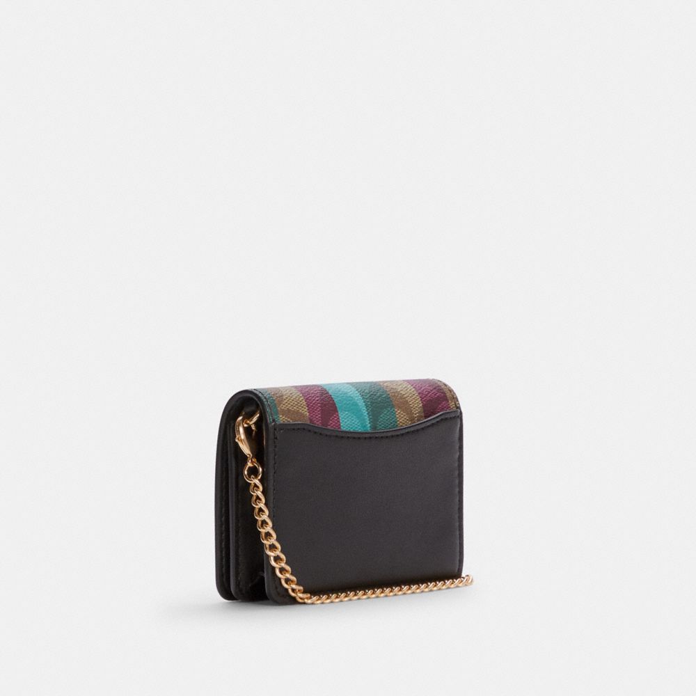 Mini Wallet On A Chain In Signature Canvas With Stripe Print
