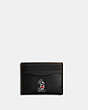 COACH®,DISNEY X COACH CARD CASE WITH MICKEY MOUSE,Smooth Leather,Black,Front View
